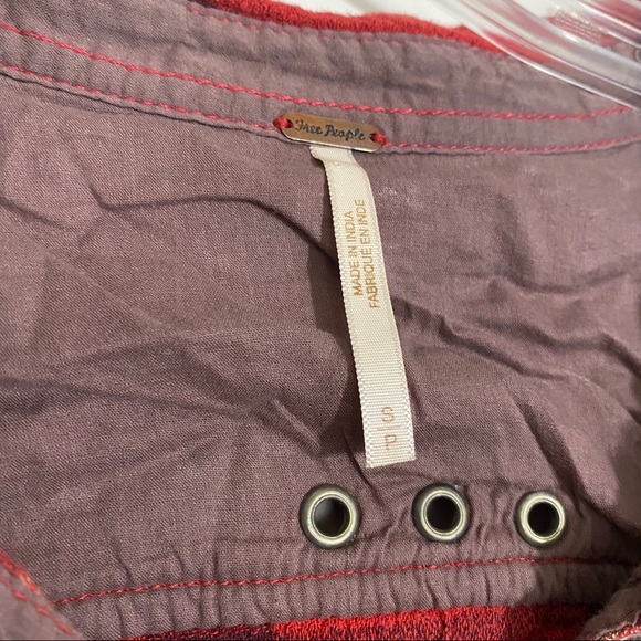 Free People Wesley Red Plaid Botton Front Shirt S - Picture 12 of 12